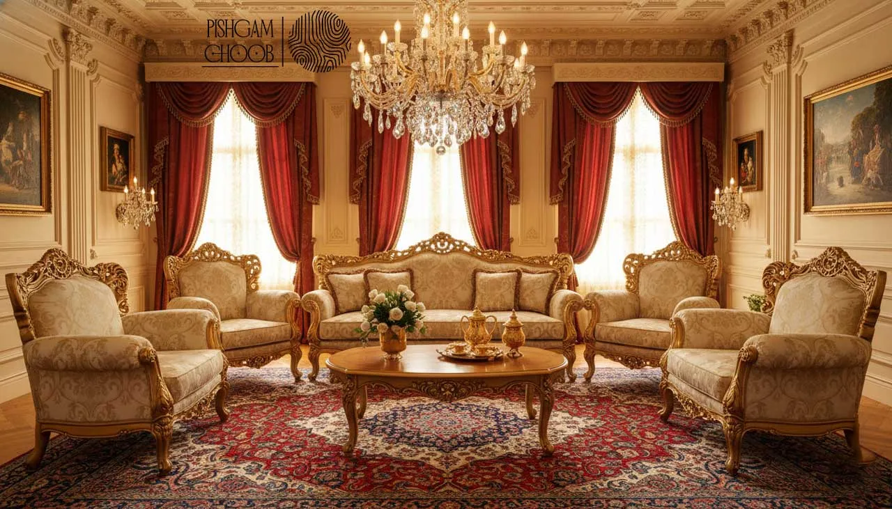 چیدمان مبل ۸نفره کلاسیک